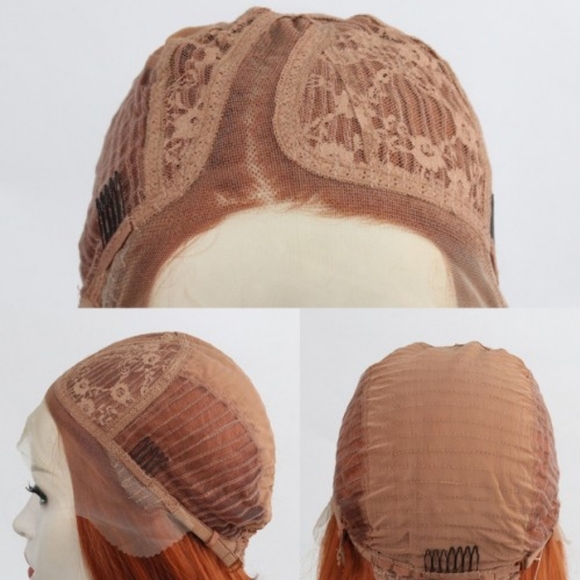 Uniwigs Autumn Twilight Curly Copper Red T-Part Synthetic Lace Front Wig - Picture 4 of 4